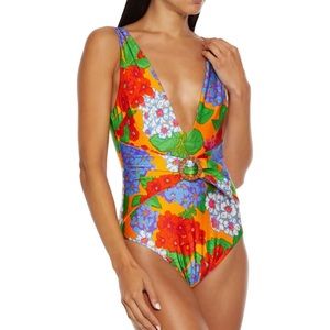 Zimmermann Orange Floral One-Piece Swimsuit